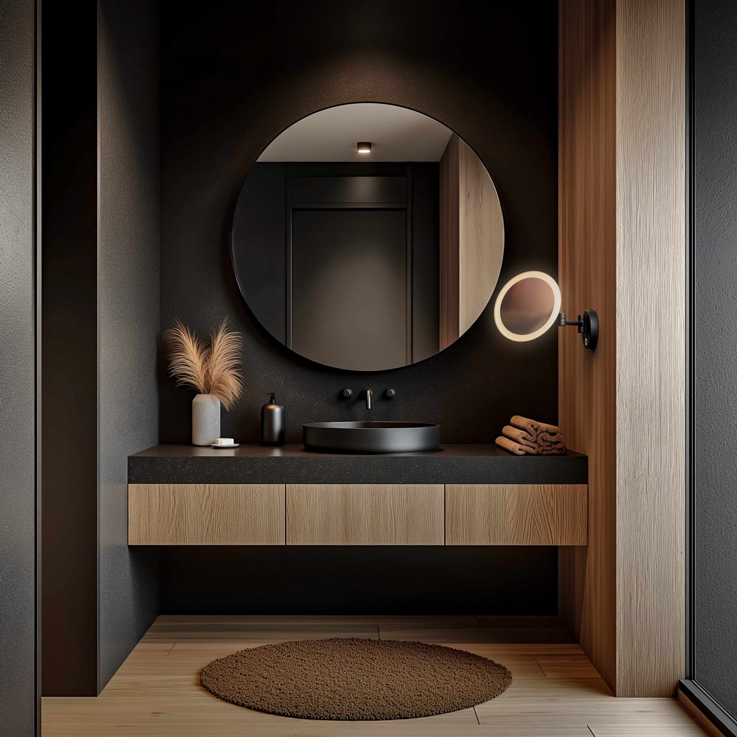 SLN-017302-BK–L01-sloane-round-led-magnifying-mirror-black